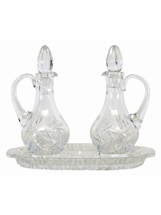 Set ampolle cristallo con vassoio ovale 