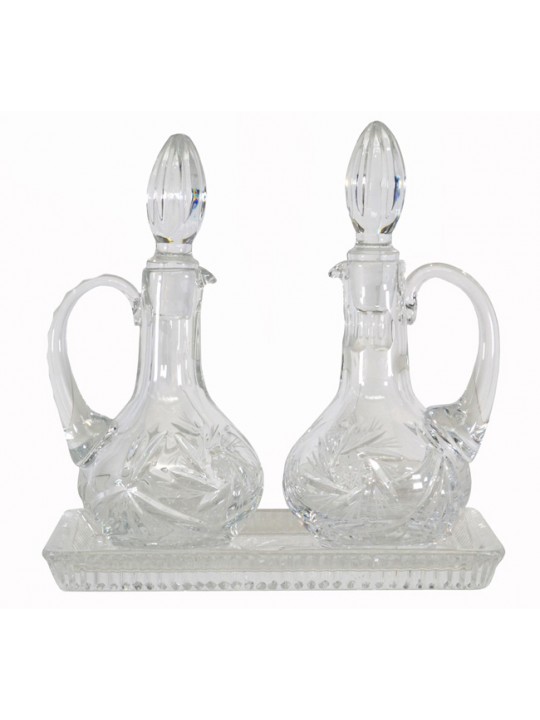 Set ampolle cristallo grandi con vassoio 